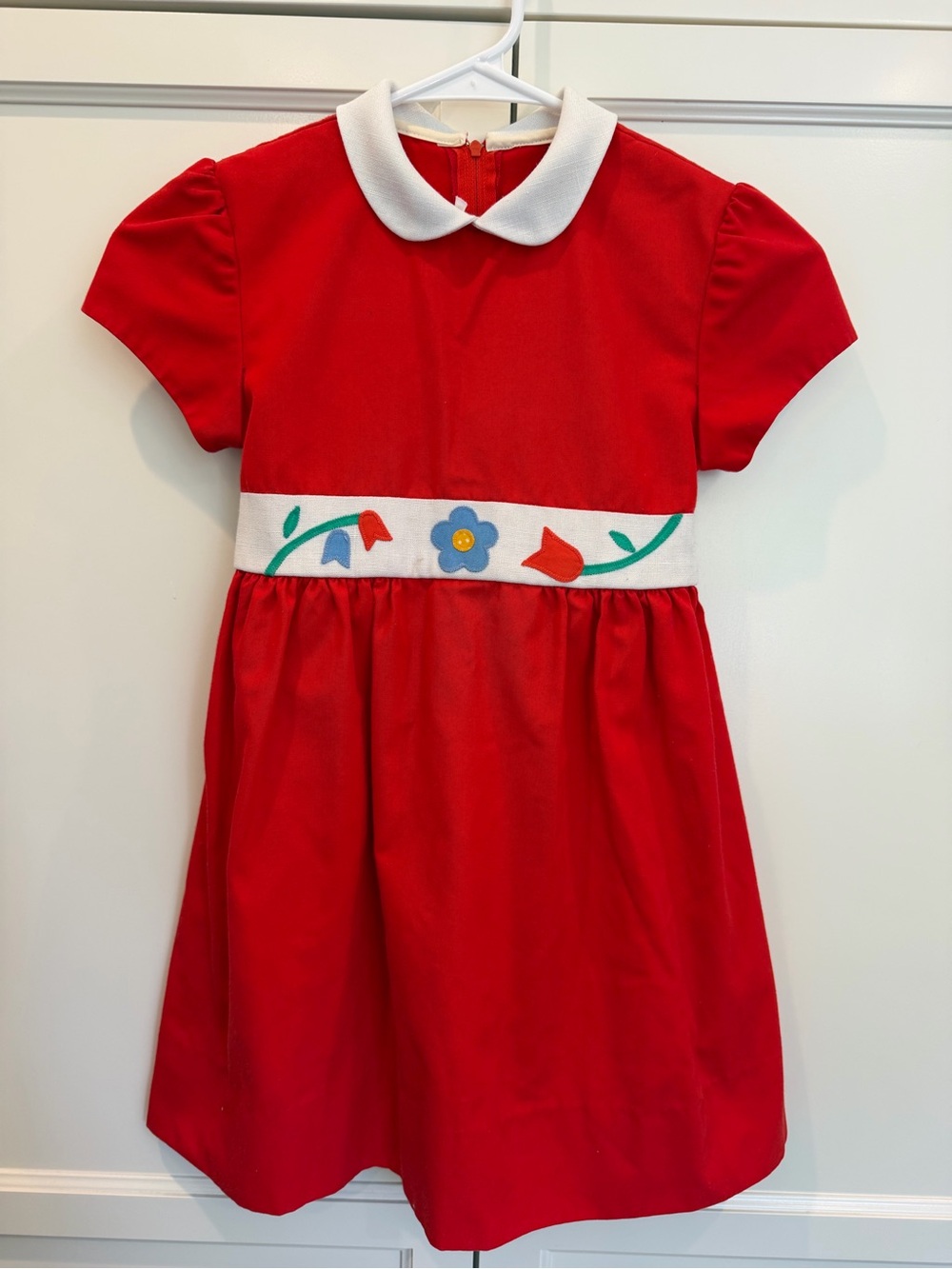 Vintage Sylvia Whyte Dress with Floral Accents